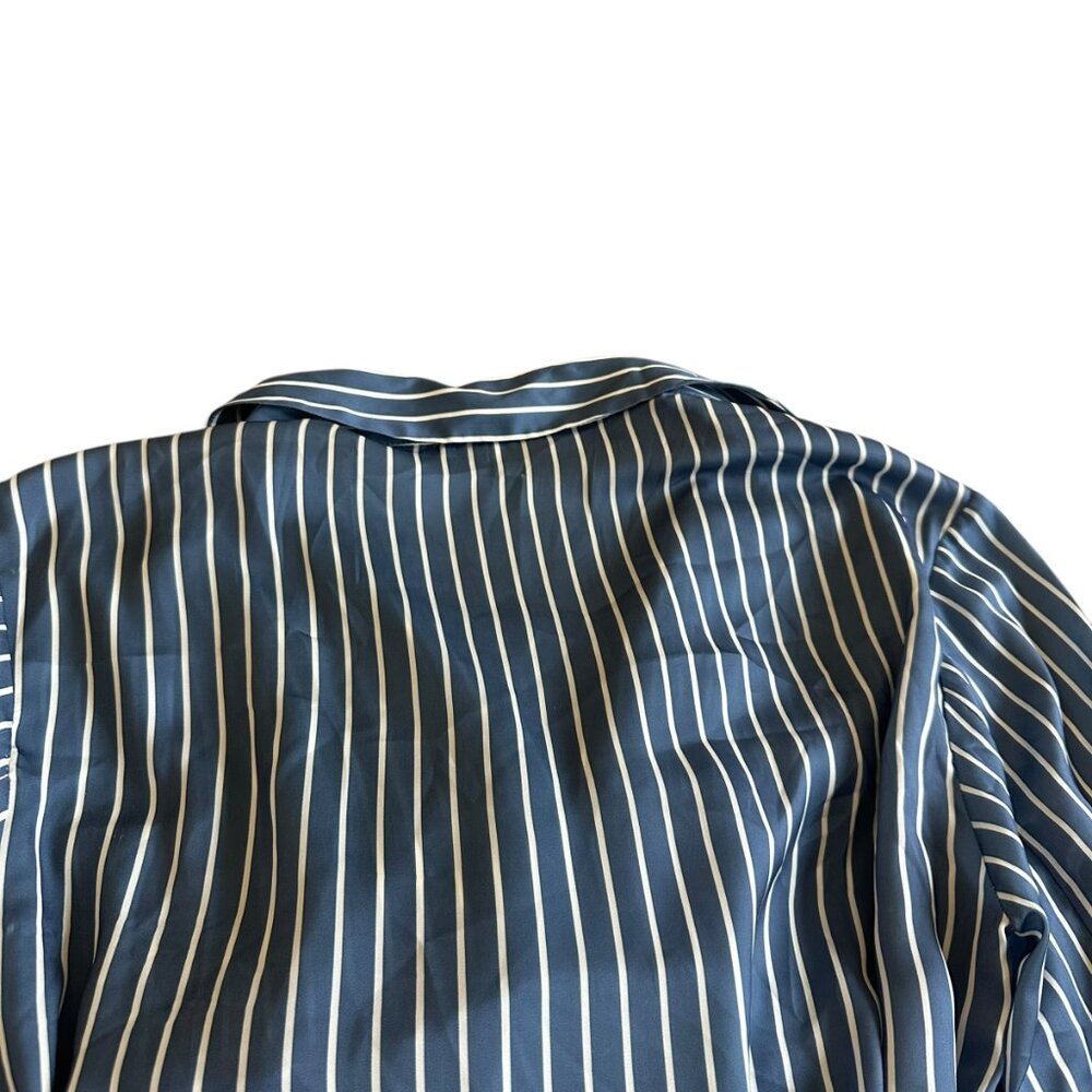 Maje Blue and White Striped Wrap Blouse - Picture 9 of 14
